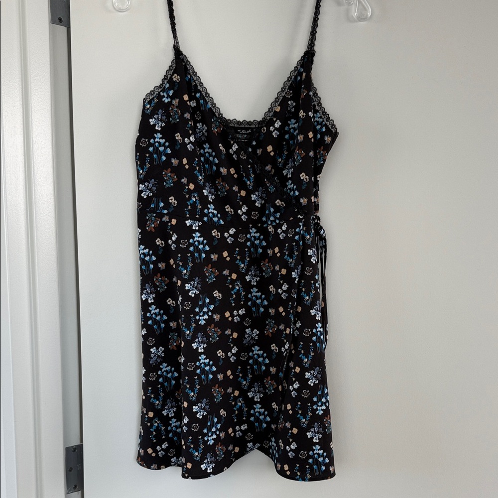 Floral Black Slip Dress